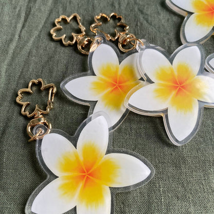 Frangipani Acrylic Keychain Bag Charm - Island Aesthetica