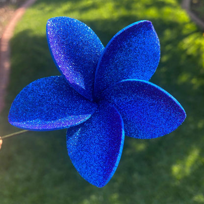 Frangipani Glitter Sei Tropical Hair Flowers 7.5cm Special Occasions Size M - Island Aesthetica