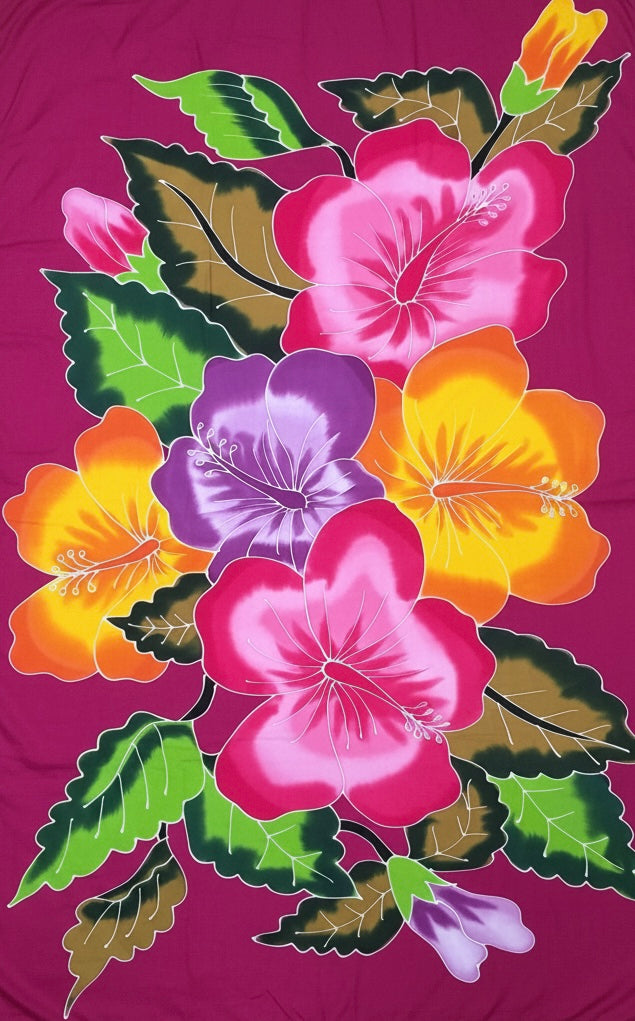 Women's Floral Sarong – 2m Rayon Beach Cover Up | Hibiscus Print