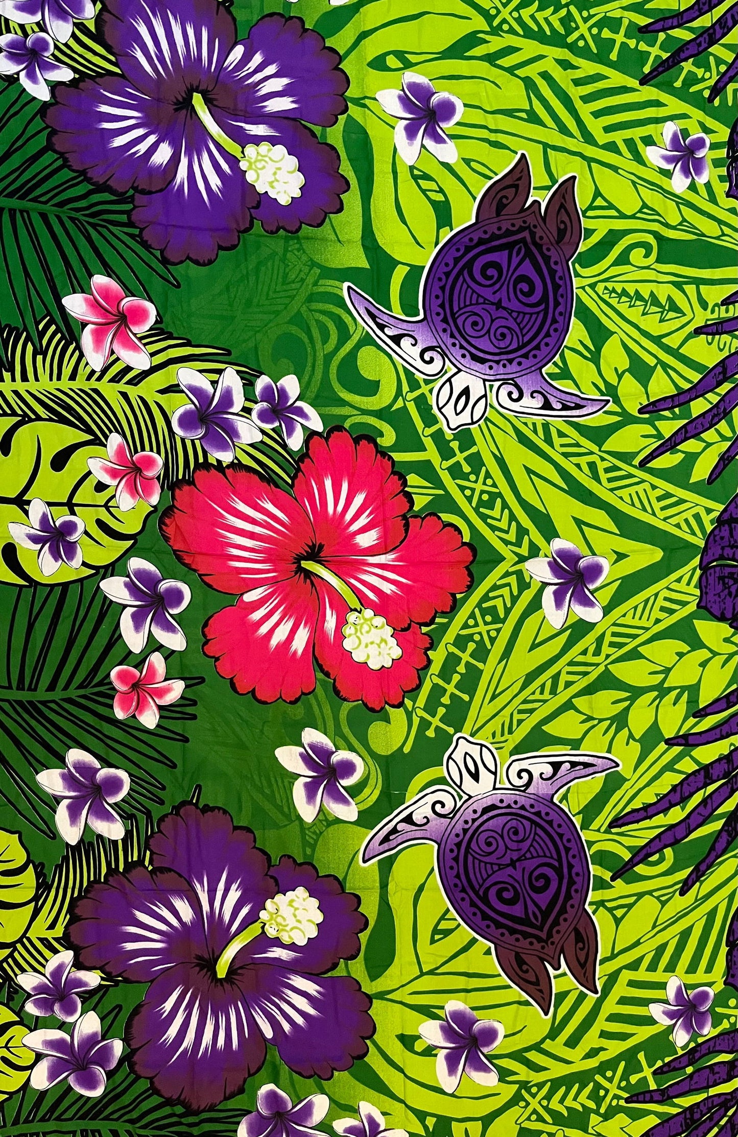 Green Lavalava Polynesian Women's Floral Sarong Beach Cover Up Size M #product_variant# - Island Aesthetica