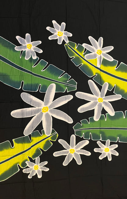 Ie Lavalava Women's Black Pareau Floral Sarong Beach Tropical Cover Up Size M Rayon #product_variant# - Island Aesthetica