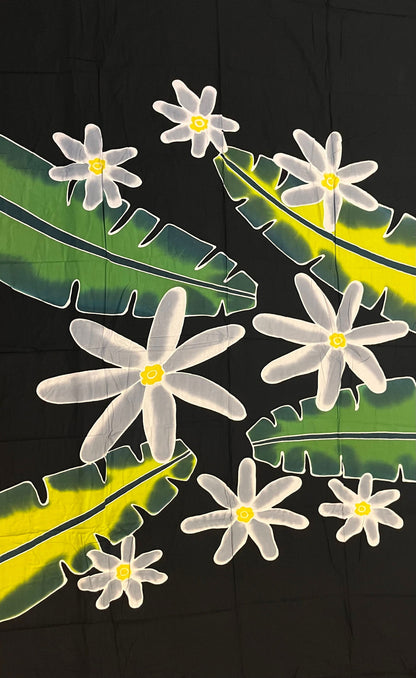 Ie Lavalava Women's Black Pareau Floral Sarong Beach Tropical Cover Up Size M Rayon #product_variant# - Island Aesthetica