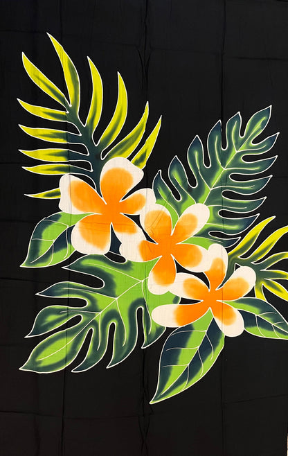 Ie Lavalava Women's Black Pareu Floral Sarong Beach Tropical Cover Up Size M Rayon #product_variant# - Island Aesthetica