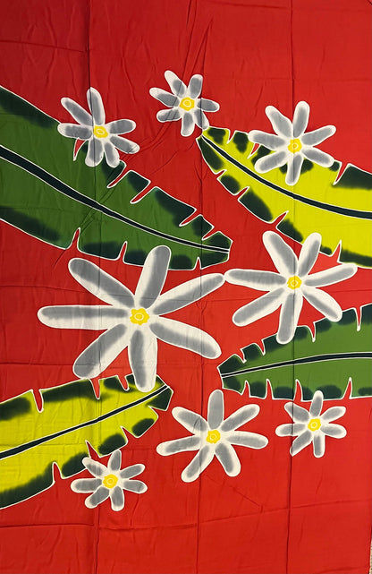 Ie Lavalava Women's Red Pareau Floral Sarong Beach Tropical Cover Up Size M Rayon #product_variant# - Island Aesthetica