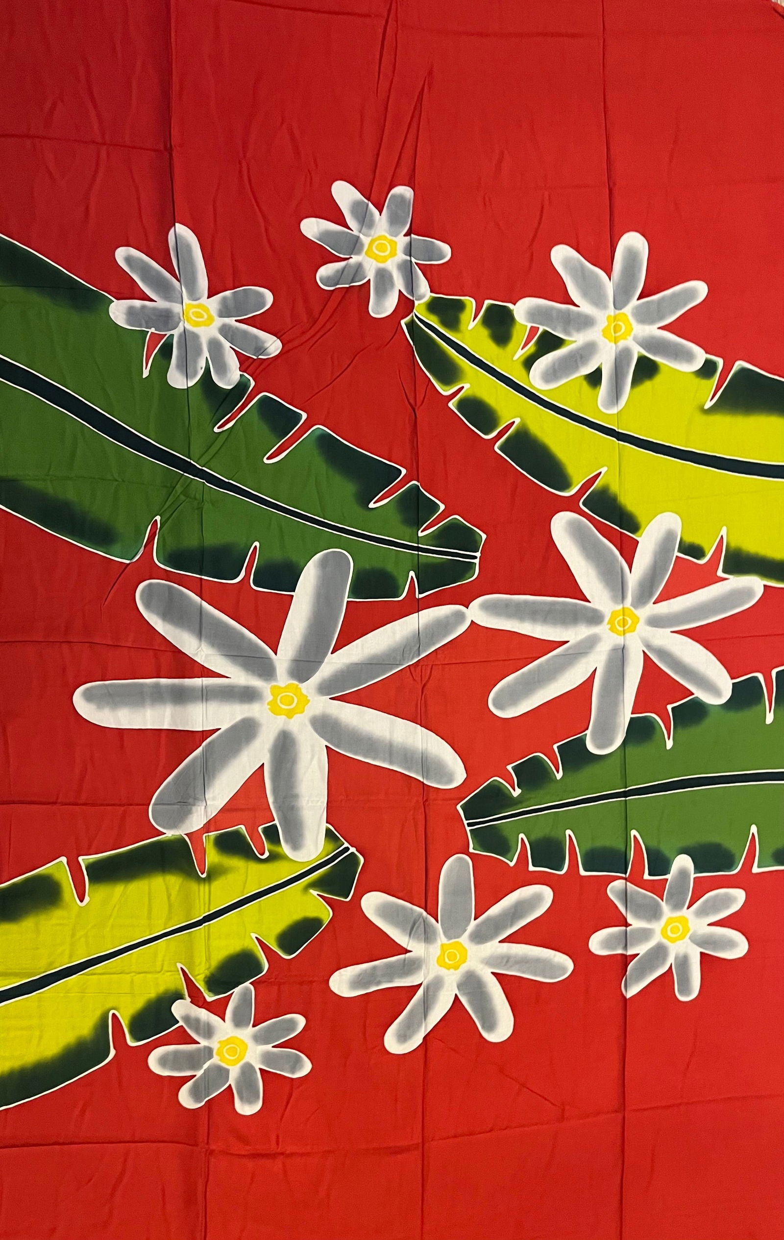 Ie Lavalava Women's Red Pareau Floral Sarong Beach Tropical Cover Up Size M Rayon #product_variant# - Island Aesthetica