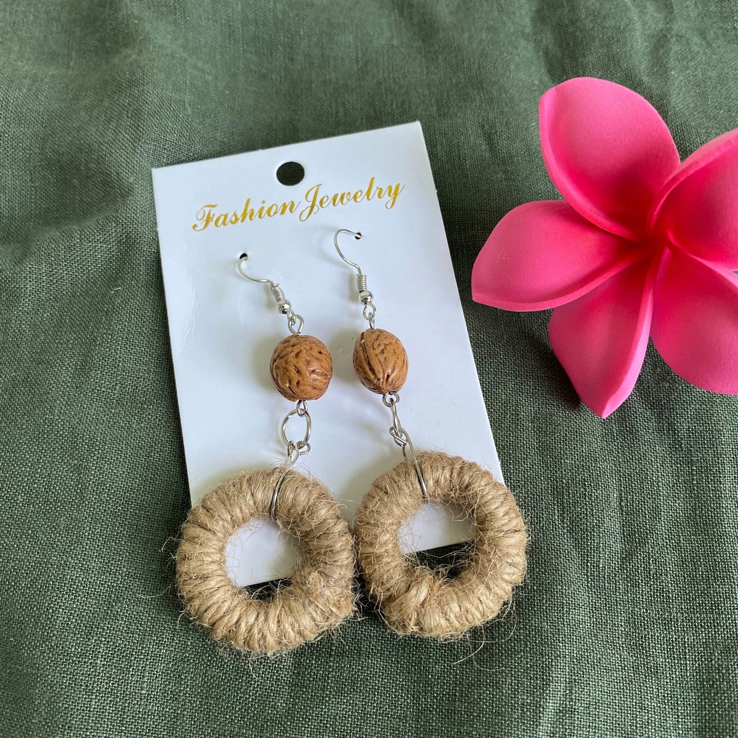Lanah Jute Woven Rattan Drop Earrings - Island Aesthetica