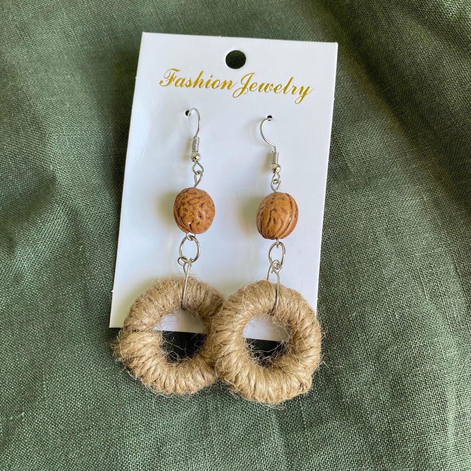 Lanah Jute Woven Rattan Drop Earrings - Island Aesthetica