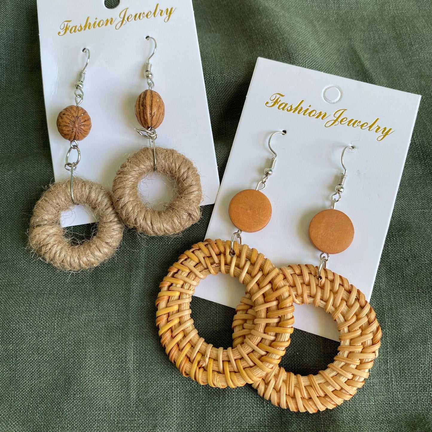 Lanah Jute Woven Rattan Drop Earrings - Island Aesthetica