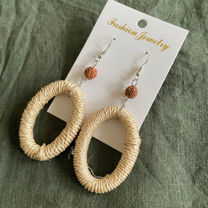 Makani Woven Rattan Drop Earrings - Island Aesthetica