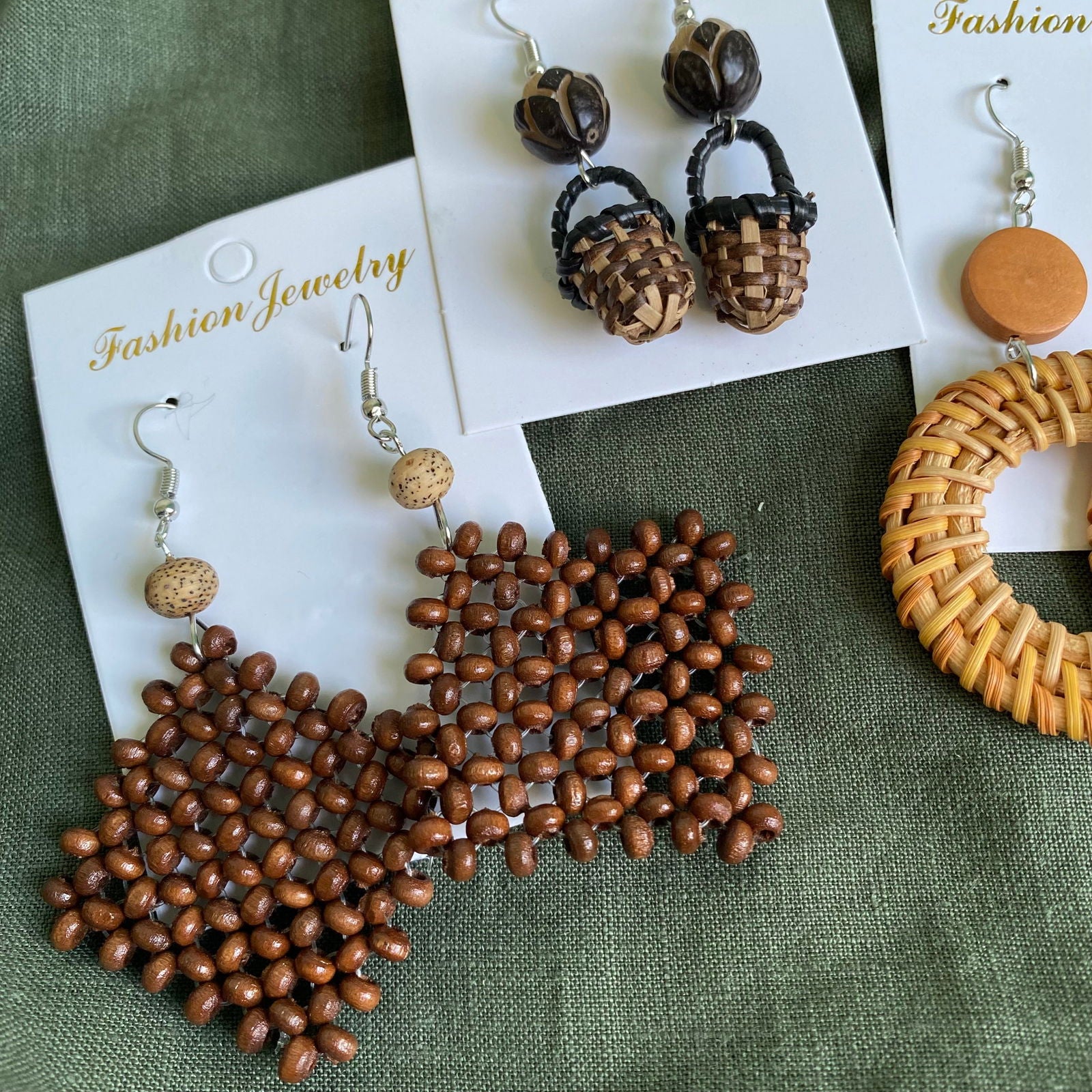 Masina Woven Rattan Drop Earrings - Island Aesthetica