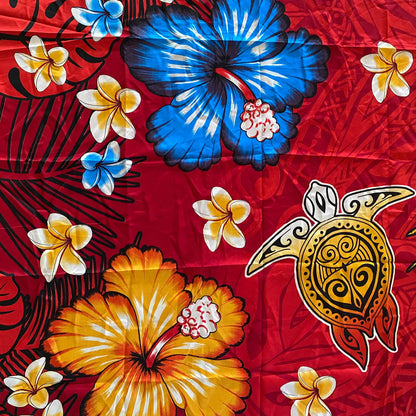 Red Lavalava Polynesian Women's Floral Sarong Beach Cover Up Size M #product_variant# - Island Aesthetica