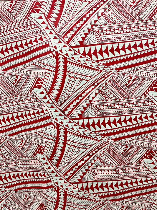 Red & White Print Fabric Material (by the meter) #product_variant# - Island Aesthetica