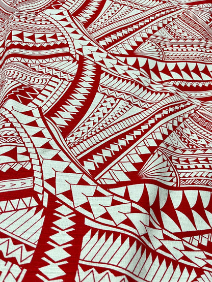 Red & White Print Fabric Material (by the meter) #product_variant# - Island Aesthetica