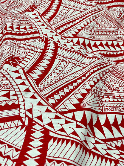 Red & White Print Fabric Material (by the meter) #product_variant# - Island Aesthetica