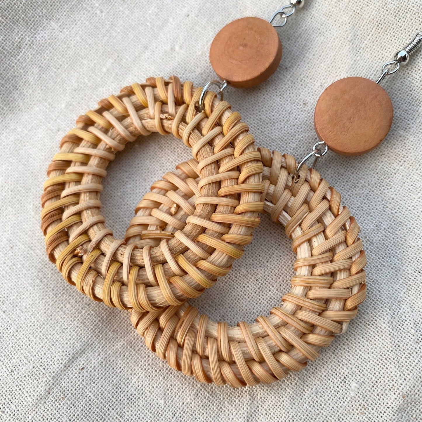 Sefina Woven Rattan Drop Earrings - Island Aesthetica