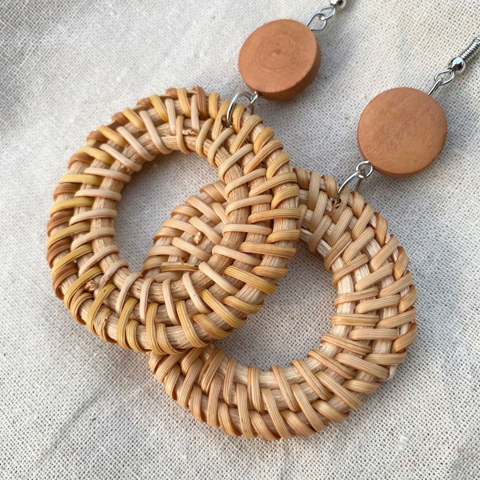 Sefina Woven Rattan Drop Earrings - Island Aesthetica