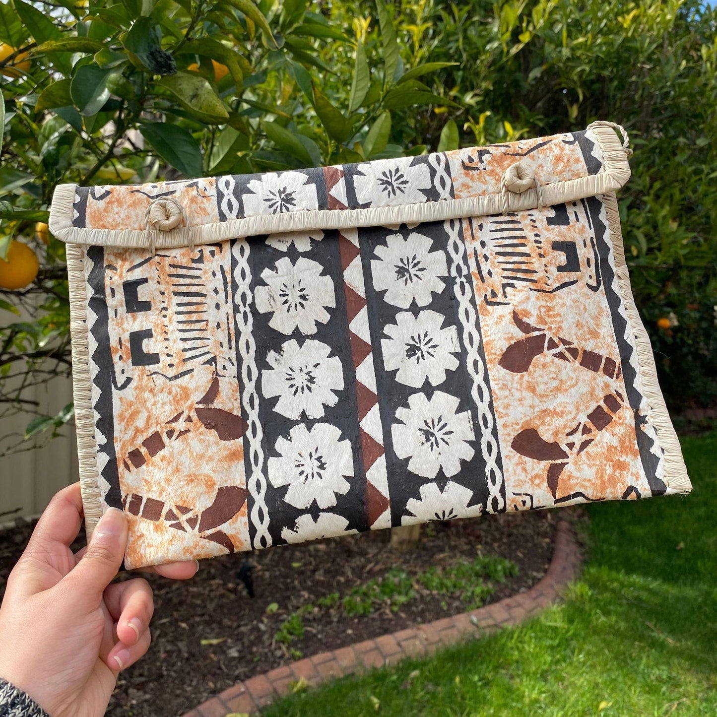 Sigatoka Fijian Tapa Print Bag Clutch Island Purse Handbag Laptop Sleeve - Island Aesthetica