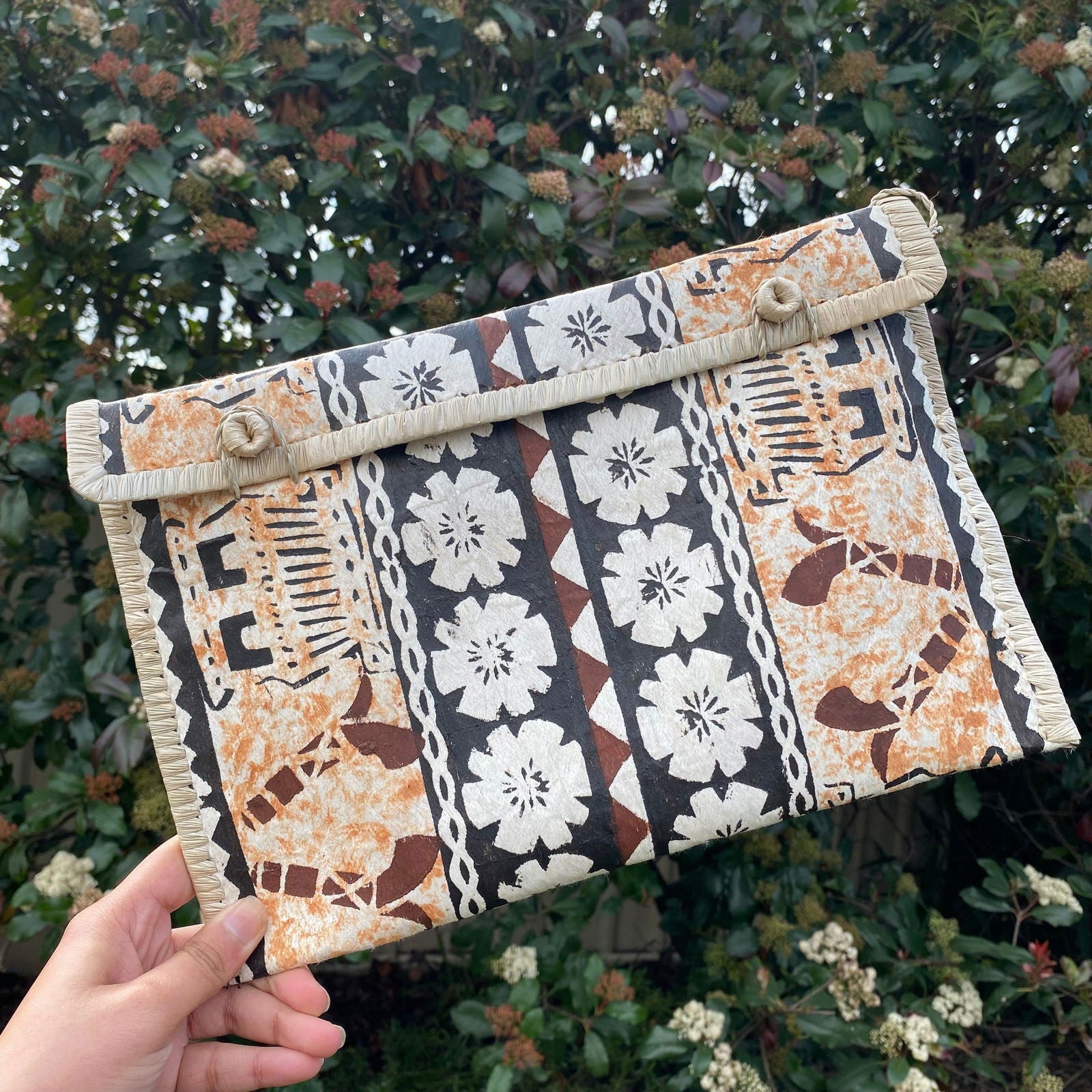 Sigatoka Fijian Tapa Print Bag Clutch Island Purse Handbag Laptop Sleeve - Island Aesthetica