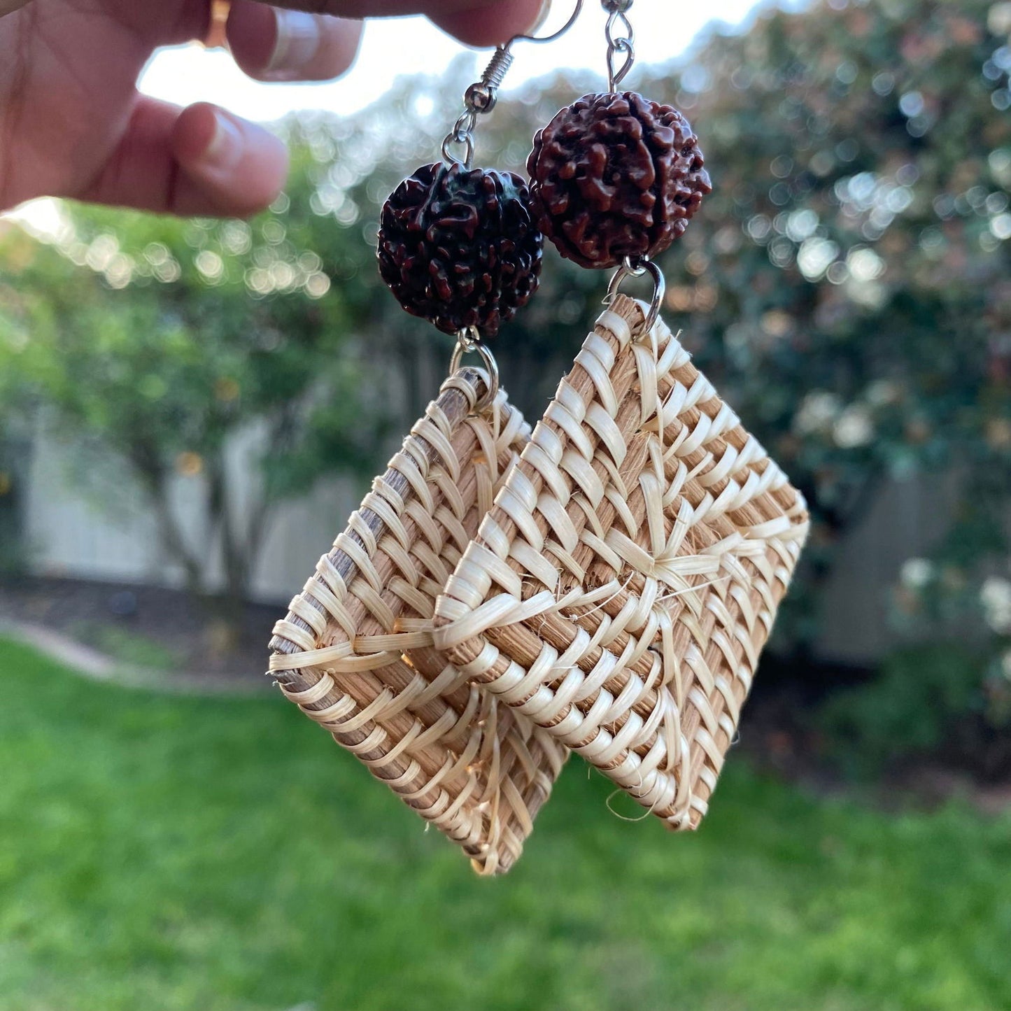 Talei Diamond Woven Rattan Drop Earrings - Island Aesthetica