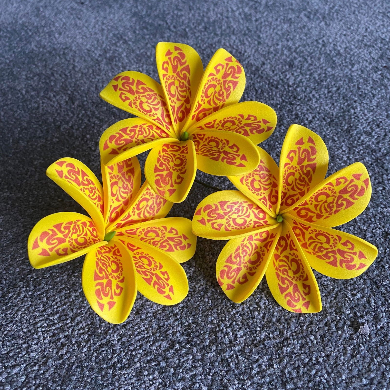 Tattoo Tiare Sei Flowers with Pattern 8cm Medium - Island Aesthetica