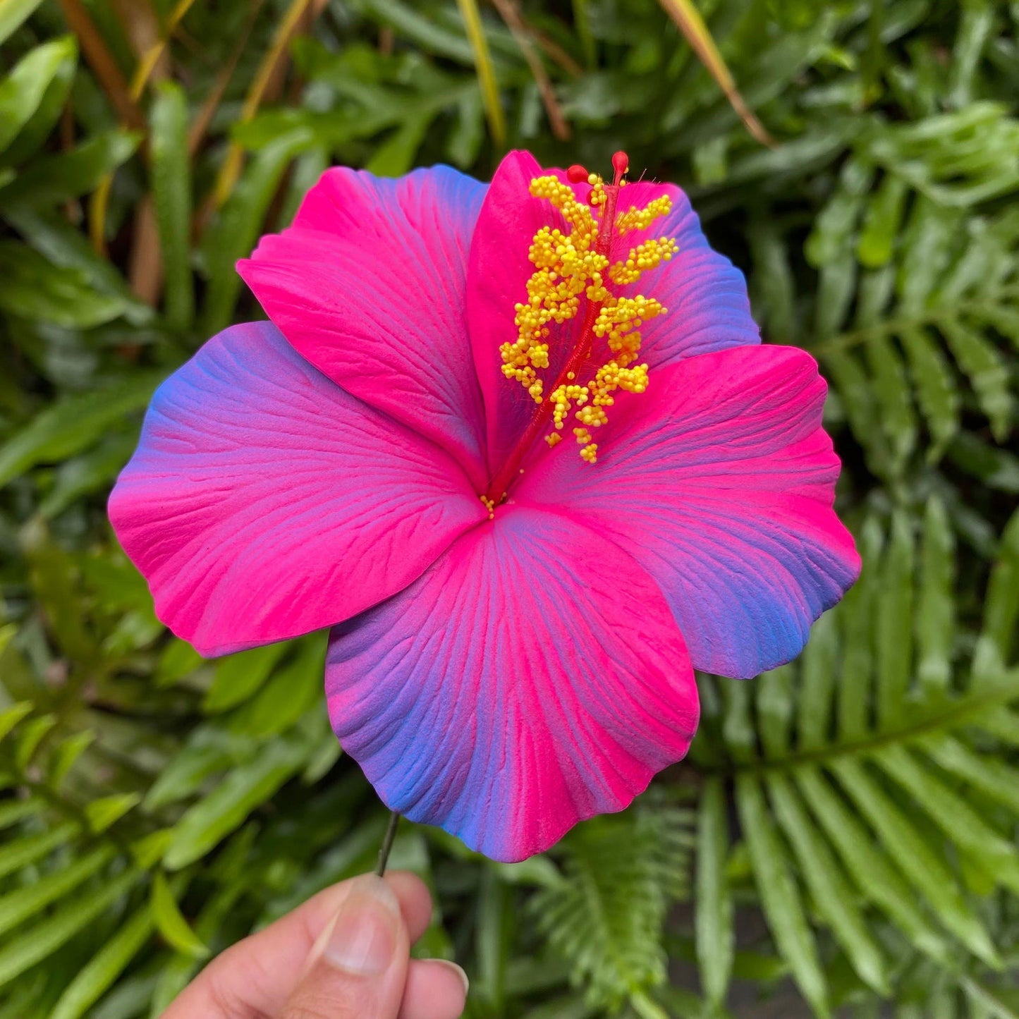 XL Gradient Hibiscus Polynesian Sei Artificial Foam Hair Flowers 11cm - Island Aesthetica