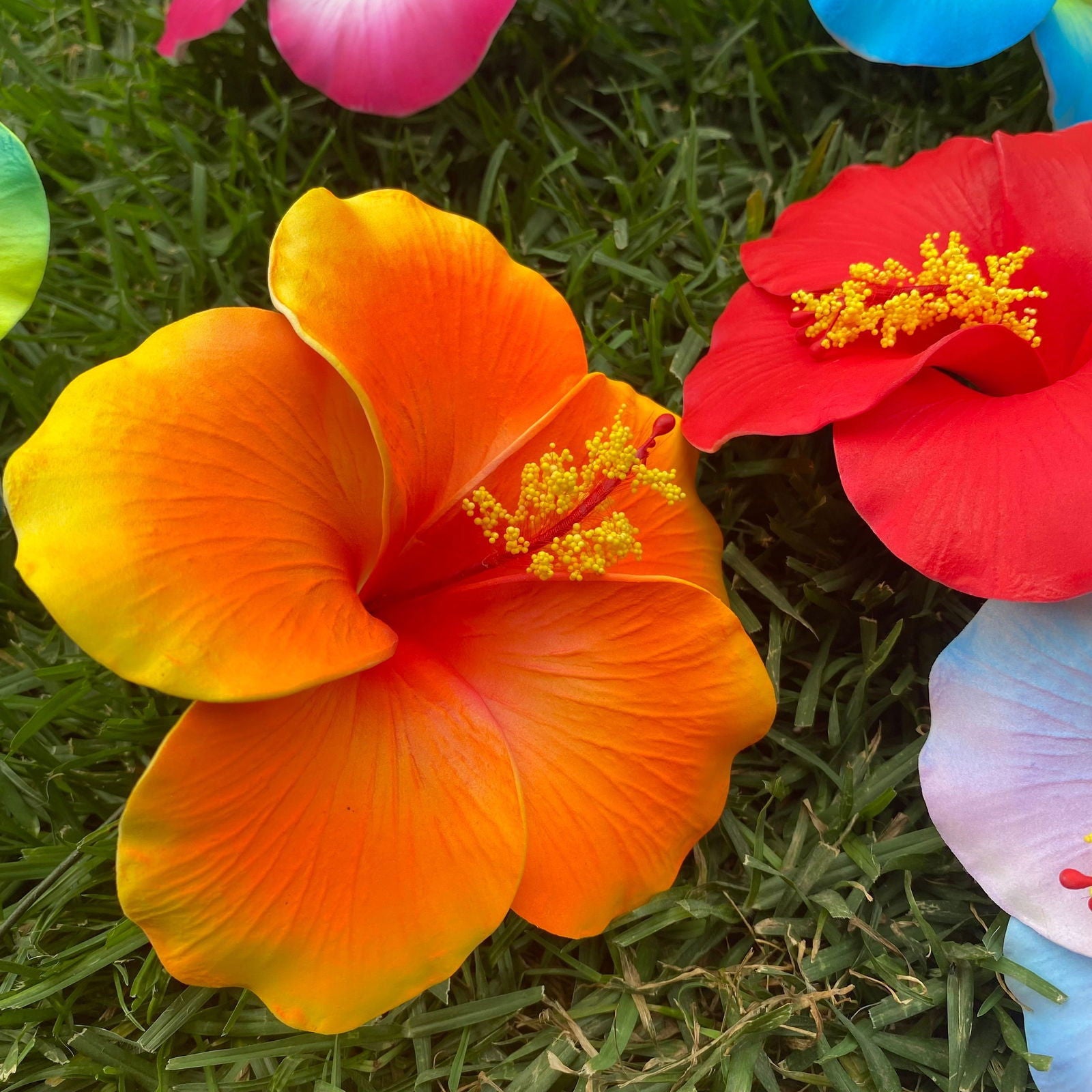 XL Hibiscus Polynesian Sei Artificial Foam Hair Flowers 12.5cm - Island Aesthetica