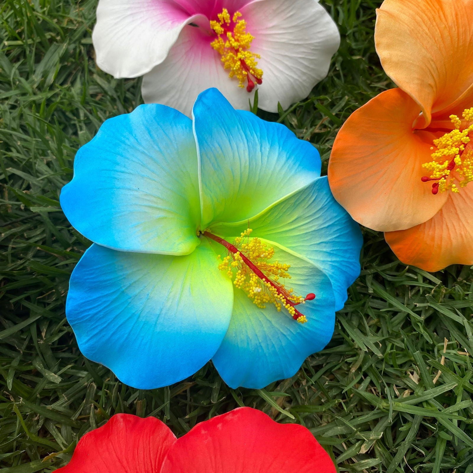 XL Hibiscus Polynesian Sei Artificial Foam Hair Flowers 12.5cm - Island Aesthetica