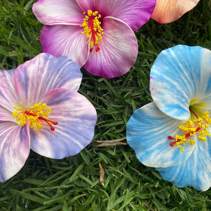 XL Stripe Hibiscus Polynesian Sei Artificial Foam Hair Flowers 12.5cm - Island Aesthetica