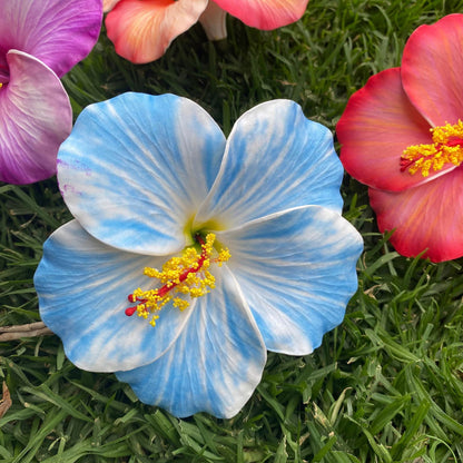 XL Stripe Hibiscus Polynesian Sei Artificial Foam Hair Flowers 12.5cm - Island Aesthetica