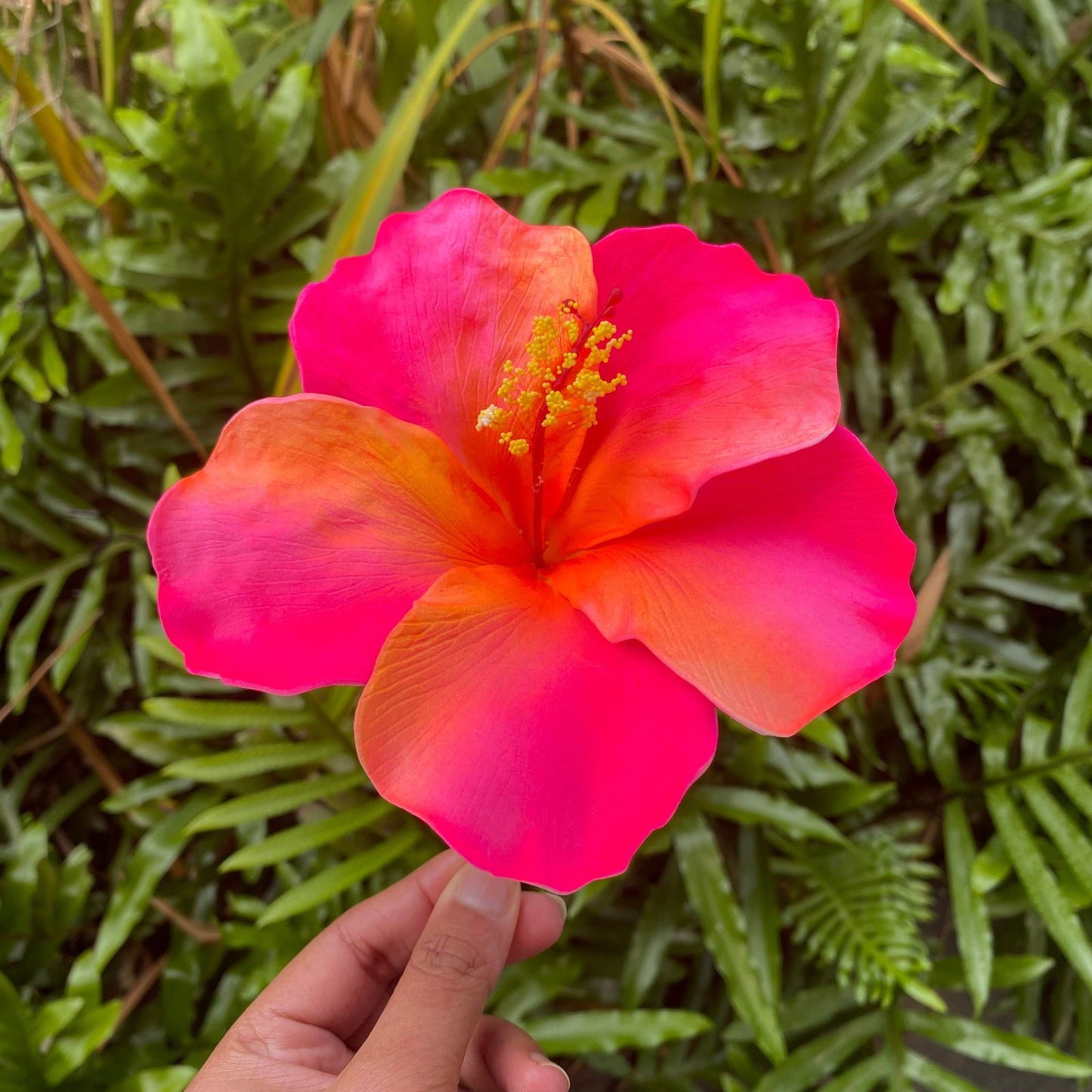 XXL Hand-painted Hibiscus Polynesian Sei Artificial Foam Hair Flowers 13cm - Island Aesthetica