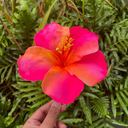 XXL Hand-painted Hibiscus Polynesian Sei Artificial Foam Hair Flowers 13cm - Island Aesthetica