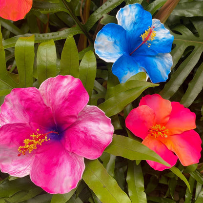 XXL Hand-painted Hibiscus Polynesian Sei Artificial Foam Hair Flowers 13cm - Island Aesthetica