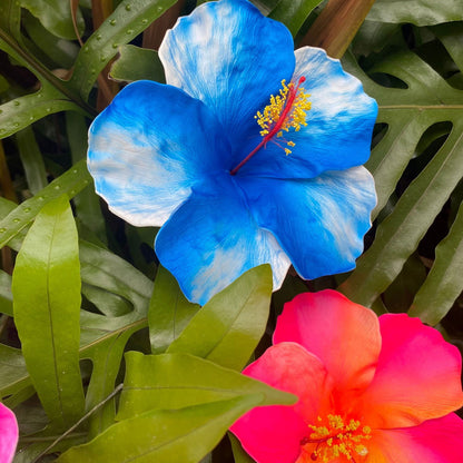 XXL Hand-painted Hibiscus Polynesian Sei Artificial Foam Hair Flowers 13cm - Island Aesthetica