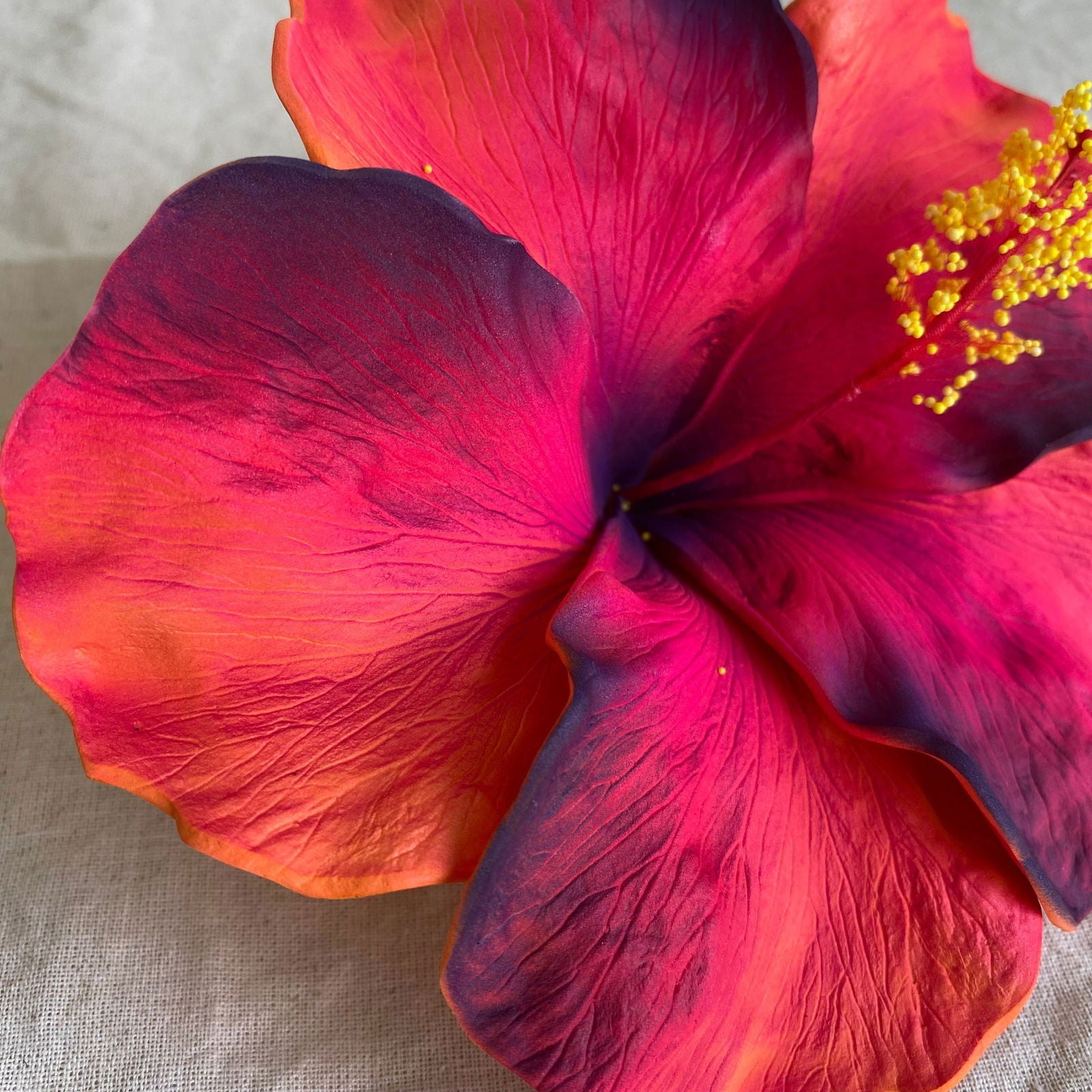 XXL Hand-painted Hibiscus Polynesian Sei Artificial Foam Hair Flowers 13cm - Island Aesthetica