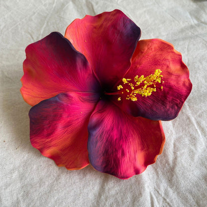 XXL Hand-painted Hibiscus Polynesian Sei Artificial Foam Hair Flowers 13cm - Island Aesthetica