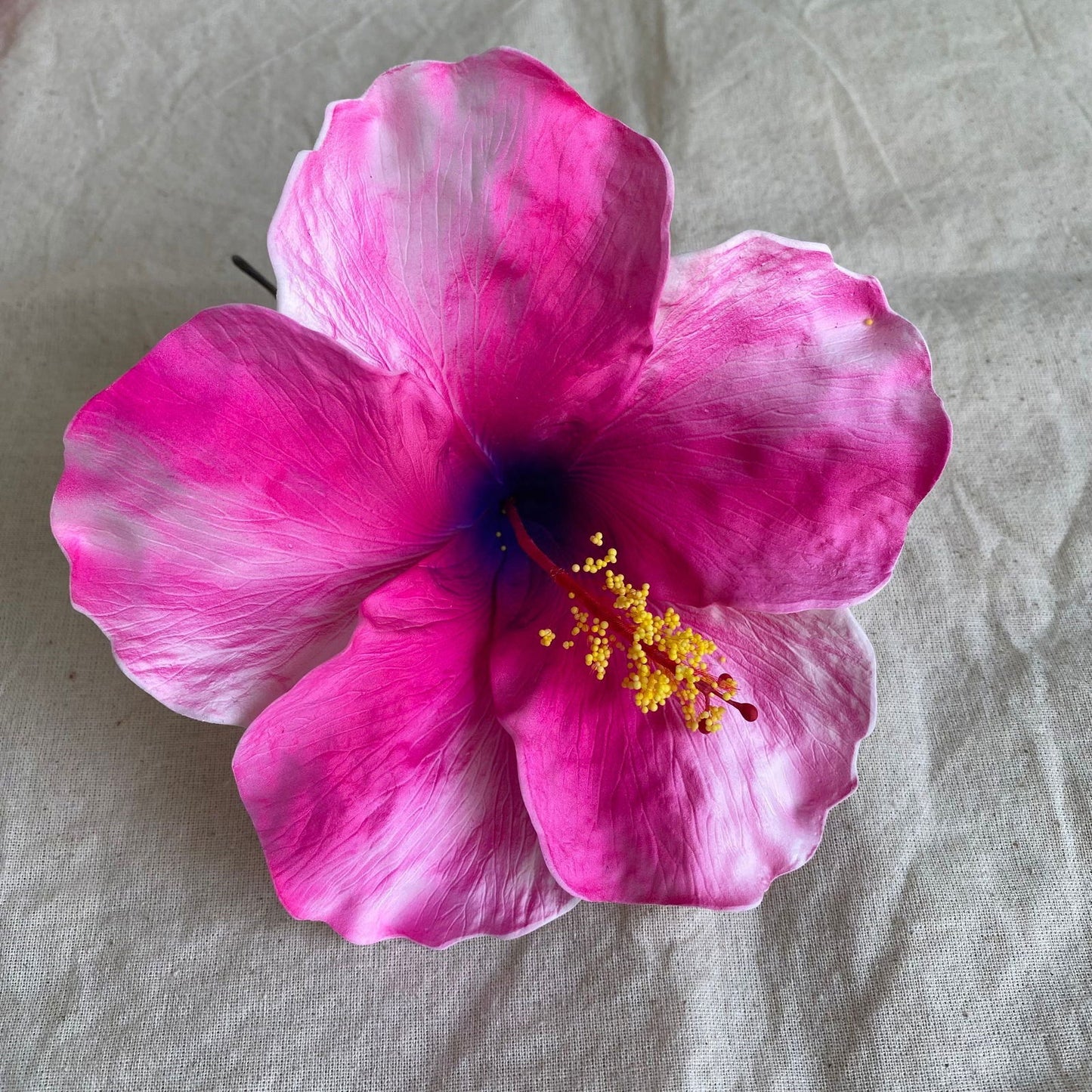 XXL Hand-painted Hibiscus Polynesian Sei Artificial Foam Hair Flowers 13cm - Island Aesthetica