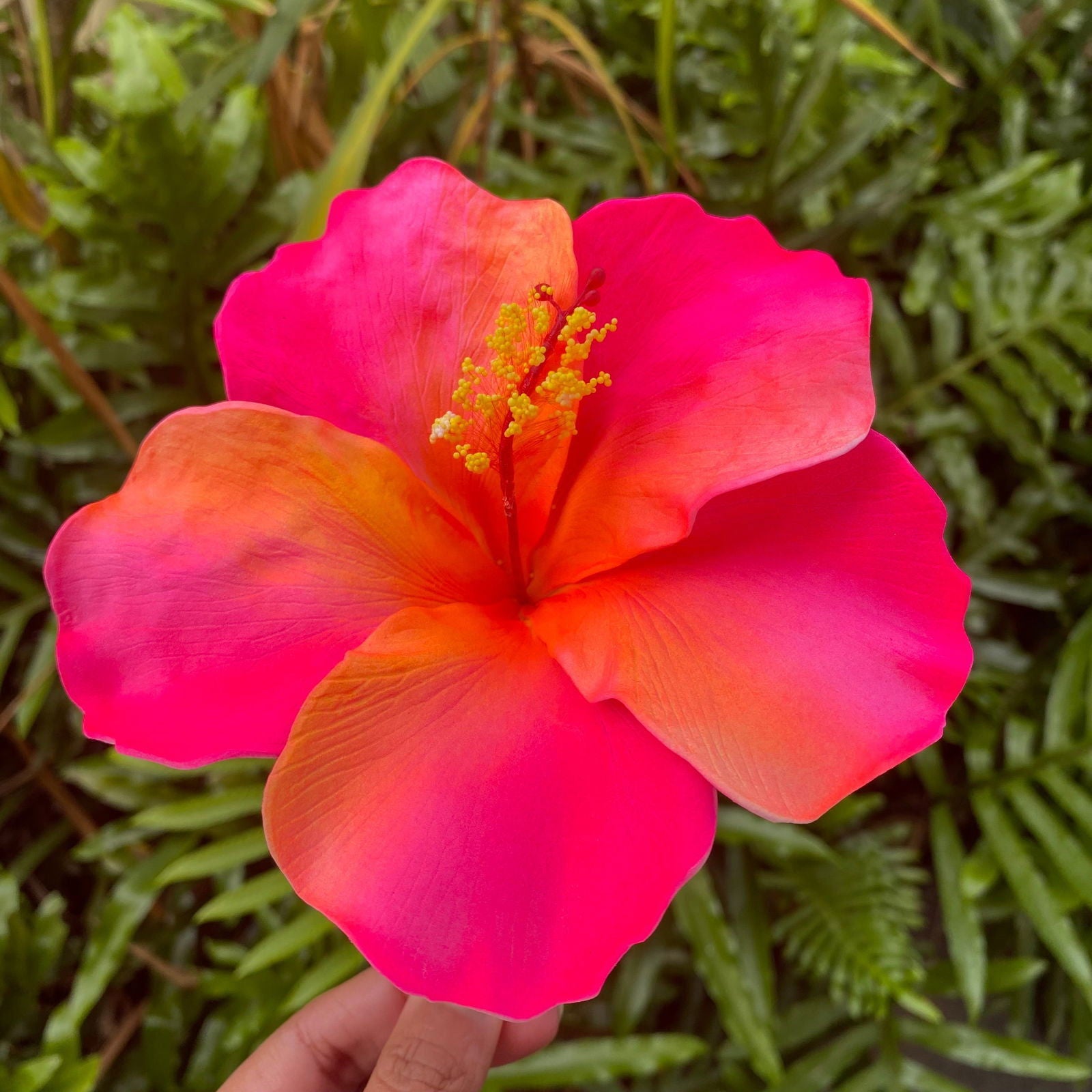 XXL Hand-painted Hibiscus Polynesian Sei Artificial Foam Hair Flowers 13cm - Island Aesthetica