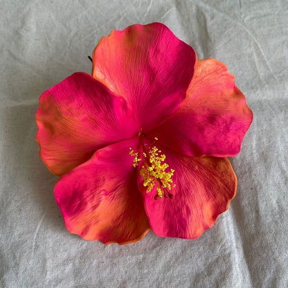 XXL Hand-painted Hibiscus Polynesian Sei Artificial Foam Hair Flowers 13cm - Island Aesthetica