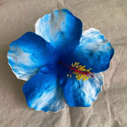 XXL Hand-painted Hibiscus Polynesian Sei Artificial Foam Hair Flowers 13cm - Island Aesthetica