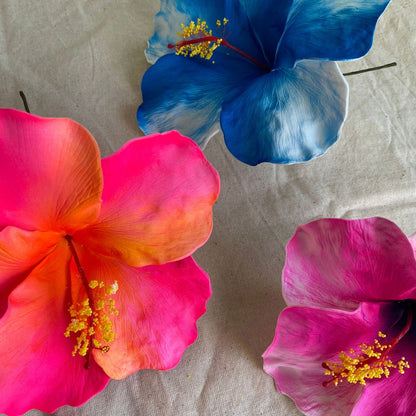 XXL Hand-painted Hibiscus Polynesian Sei Artificial Foam Hair Flowers 13cm - Island Aesthetica