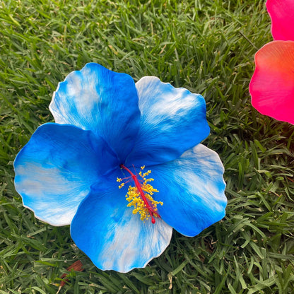 XXL Hand-painted Hibiscus Polynesian Sei Artificial Foam Hair Flowers 13cm - Island Aesthetica