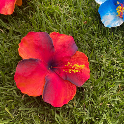 XXL Hand-painted Hibiscus Polynesian Sei Artificial Foam Hair Flowers 13cm - Island Aesthetica