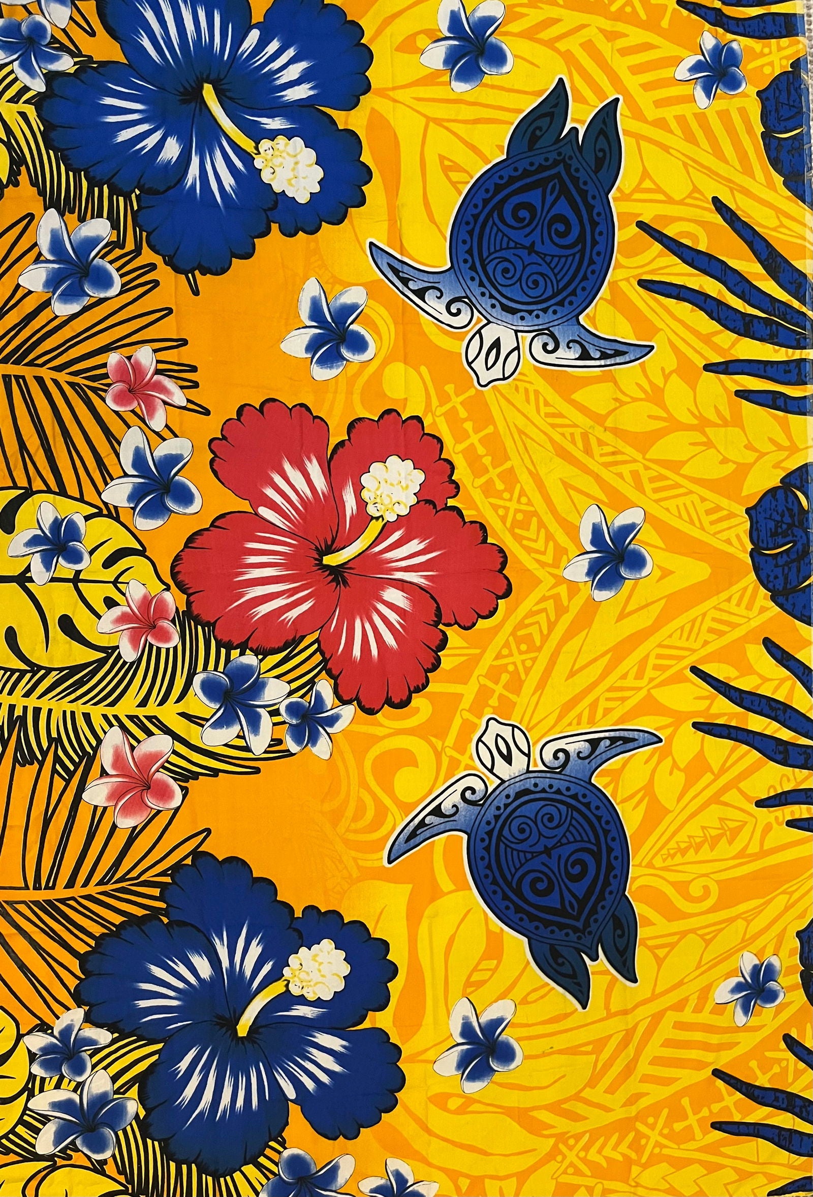 Yellow Lavalava Polynesian Women's Floral Sarong Beach Cover Up Size M #product_variant# - Island Aesthetica